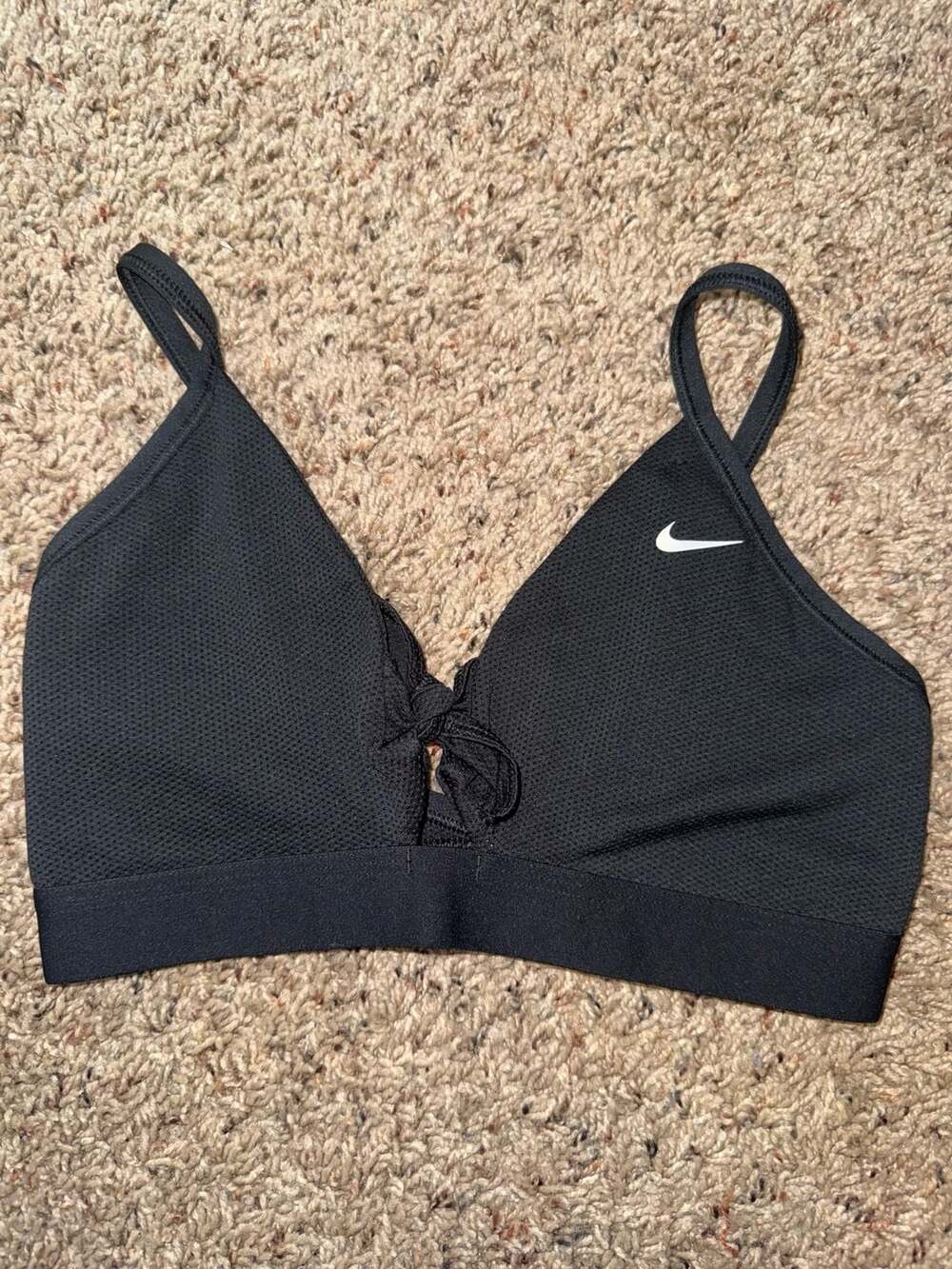Nike Dri-FIT Women's Tie-Front Sports Bra Black Size S